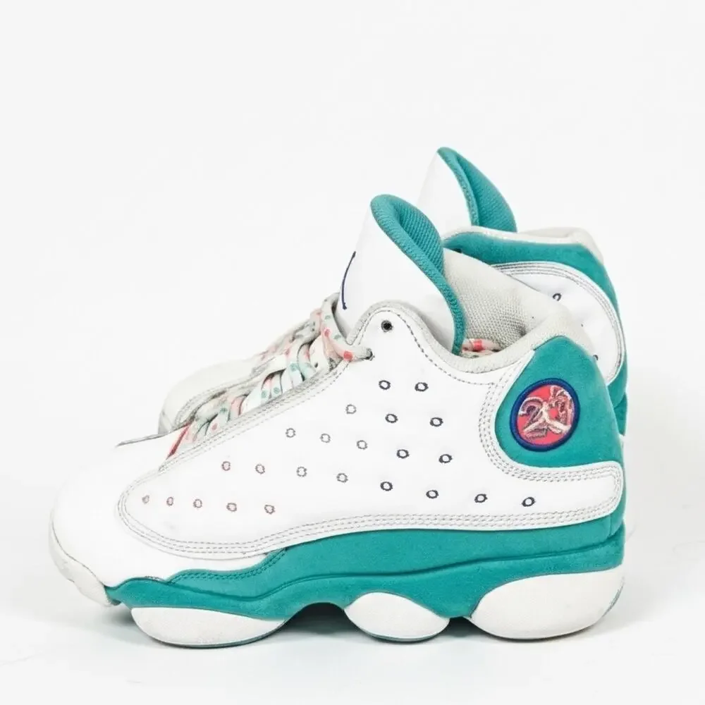 Air Jordan 13 GS Aurora Green Pink White Youth Basketball Shoes 439358-100 5Y